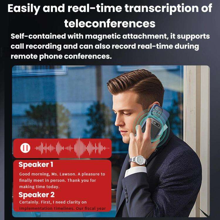 CB08 Portable Magnetic Smart AI Voice Recorder, Translation & Summary Audio Recorder, Spec: 32GB