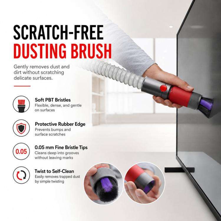 3-in-1 Gray Scratch-Free Dusting Brush Accessories Kit For Dyson V7 V8 V10 V11 V15 Vacuum Attachm...