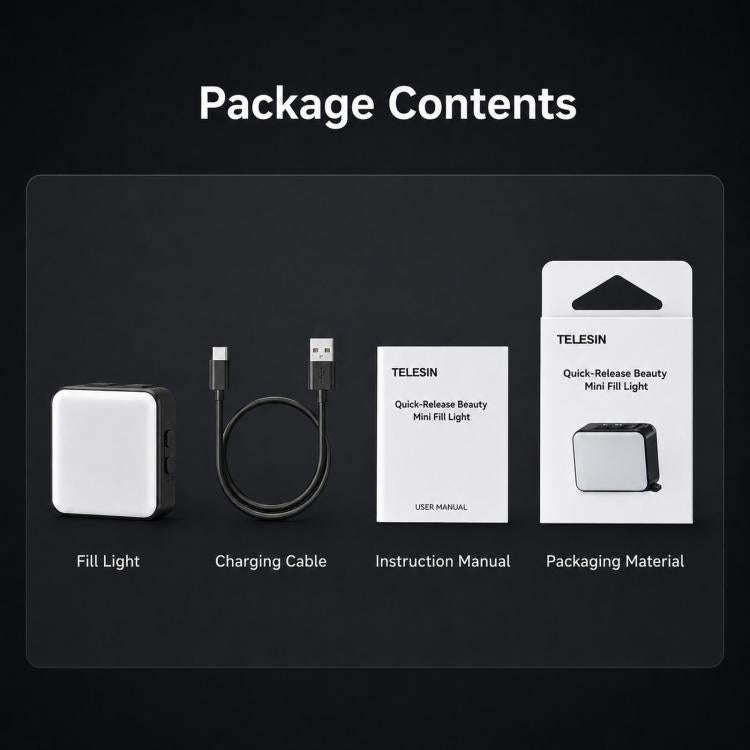 For DJI Action 5 Pro/4/3 TELESIN Quick-Release Mini Vlog Fill Light, IPX5 Waterproof Magnetic LED...