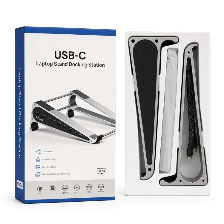 TYPE-C Laptop / Tablet Stand With USB 3.0 Expansion Dock, Interfaces: 8 in 1 Expansion