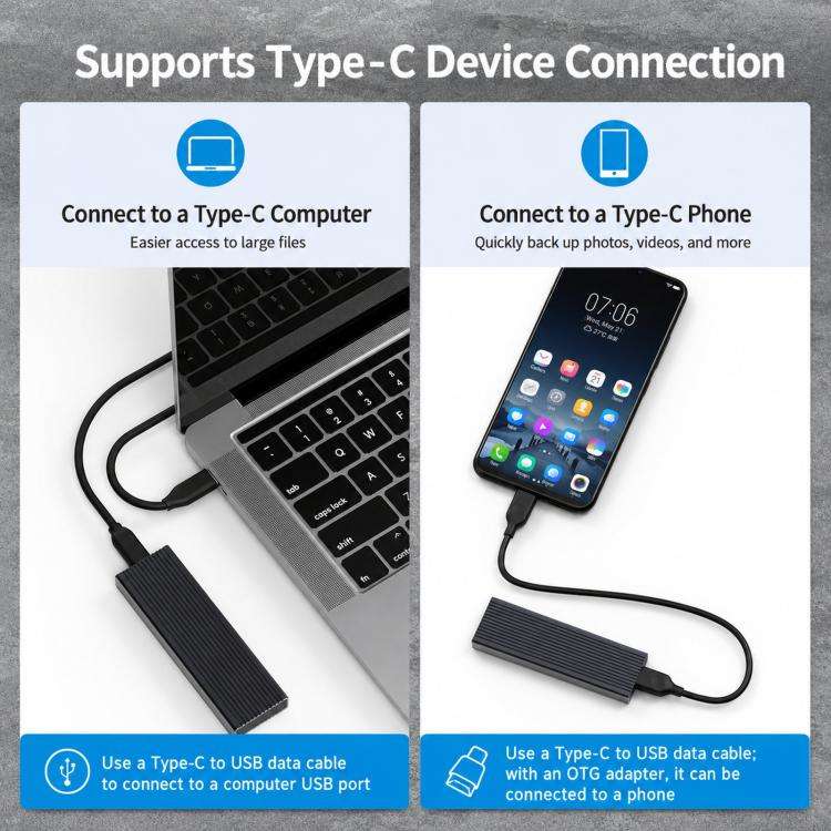 Blueendless 2806N M.2 NVMe SSD Enclosure 10Gbps Aluminum External Solid State Drive Case USB-C To...
