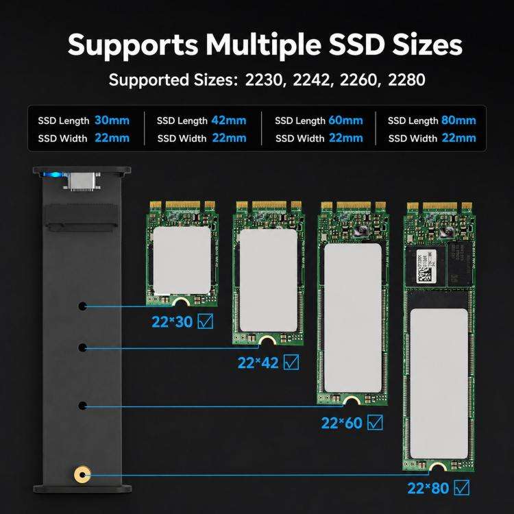 Blueendless 2806N M.2 NVMe SSD Enclosure 10Gbps Aluminum External Solid State Drive Case USB-C To...