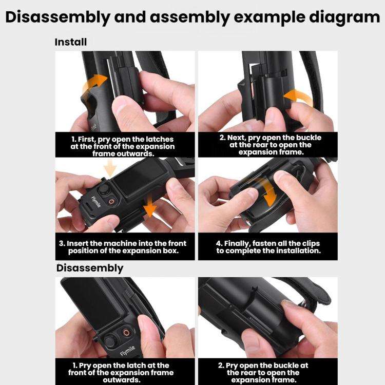 For DJI Pocket 4 / 3 Flymile Multi-Functional Handheld Extender Frame With Strap Mount(Black)