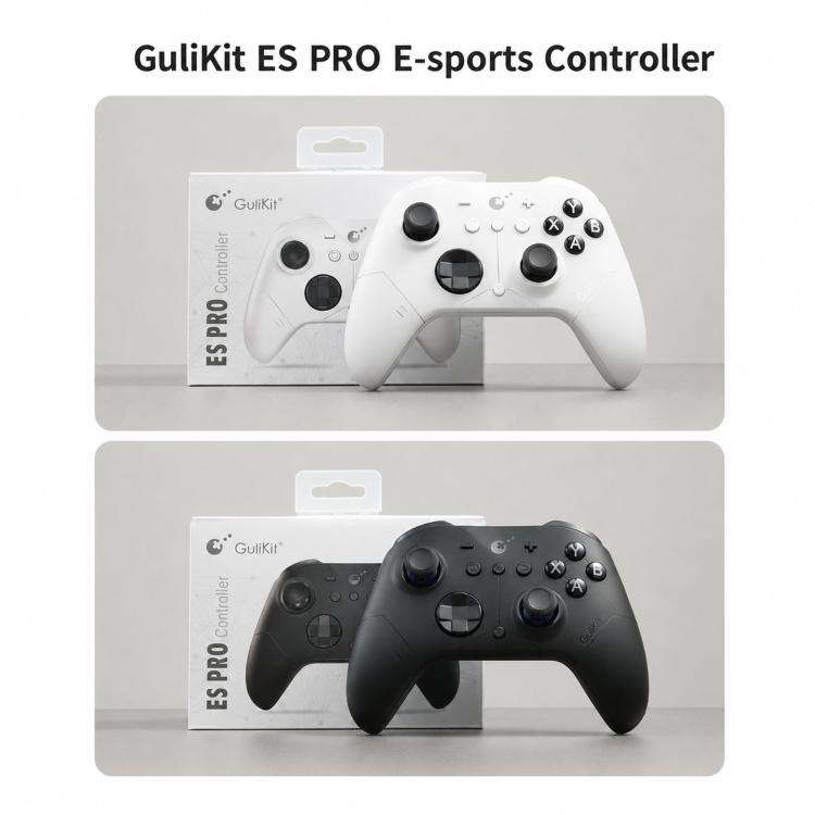 GuliKit ES Pro E-Sports Controller With TMR Joysticks Support Switch / Switch 2 Wakeup(White)