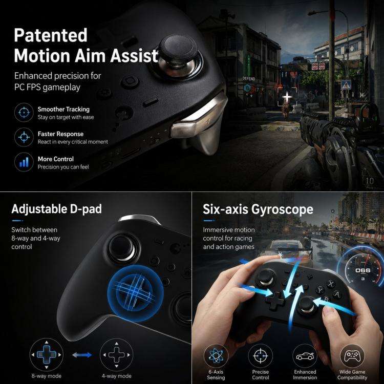 GuliKit KK2T Controller With TMR Electromagnetic Joystick Support NFC Amiibo and Switch Wakeup