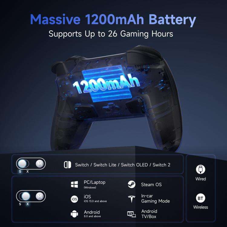 EasySMX S10 Wireless Controller for Nintendo Switch & Switch 2 Gamepad with NFC, HD Rumble & Swap...