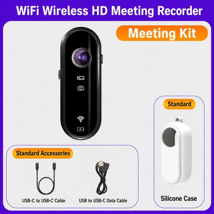 Mini Magnetic Action Camera 1080P Wearable Body Cam With Wi-Fi App, EIS, Spec: Meeting Kit