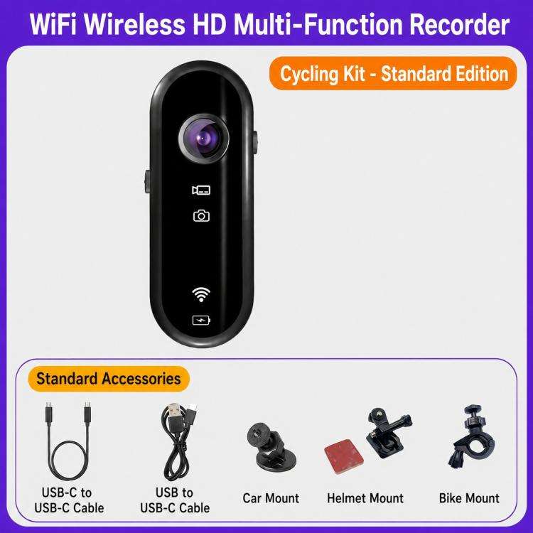 Mini Magnetic Action Camera 1080P Wearable Body Cam With Wi-Fi App, EIS, Spec: Cycling Kit
