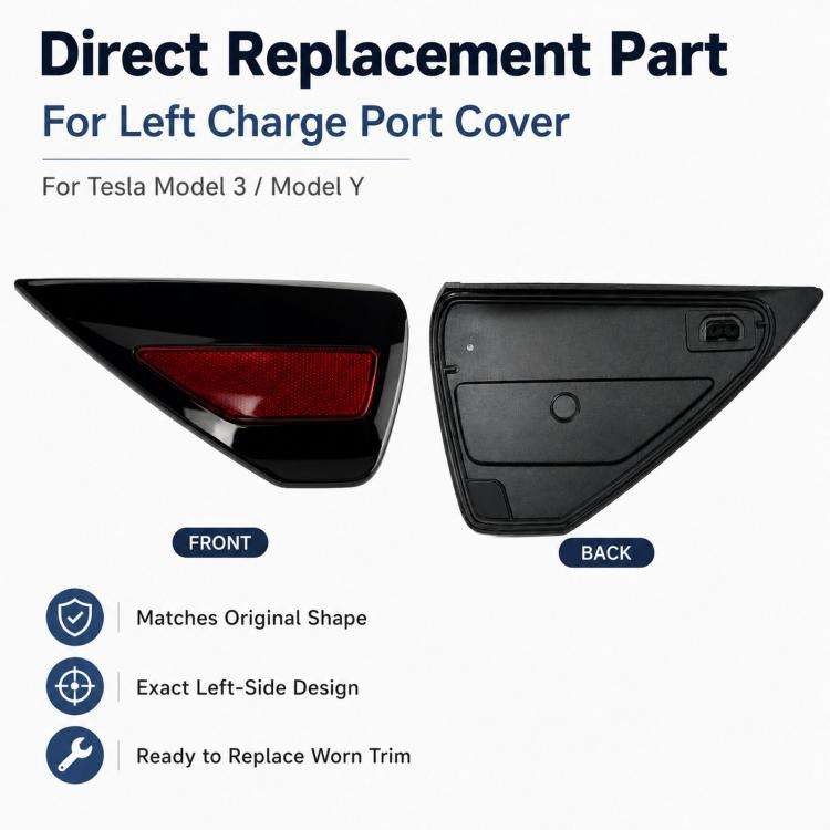 For Tesla Model 3 / Y Left Charging Port Cover 1448300 / 1518783-00(Black)