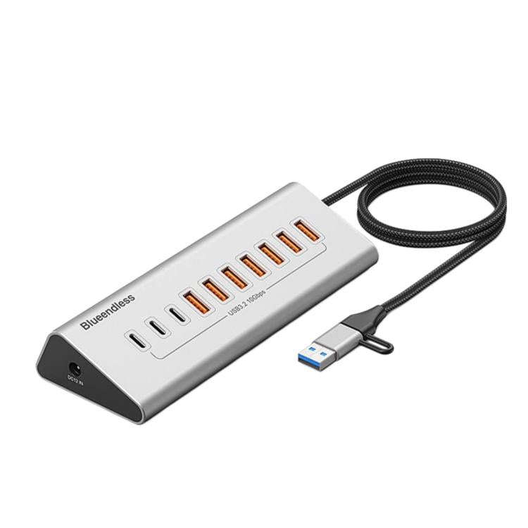 Blueendless 10 Ports TYPE-C Splitter 10Gbps Braided Cable Extension Hub, Interface: 36W USB 3.2 x...