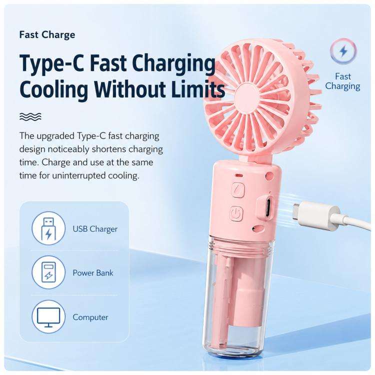 Handheld Misting Fan with Neck Strap 180 Degree Foldable Portable Water Spray Fan Type-C Recharge...