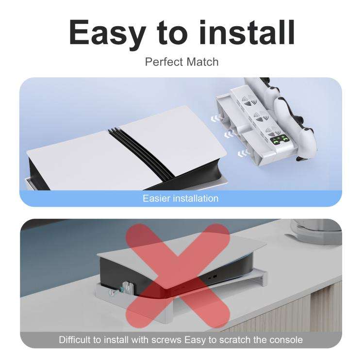 For PS5 Pro / Slim STARTRC GAMES Cooling Stand Multi-Functional Game Controller Charging Rack Hor...