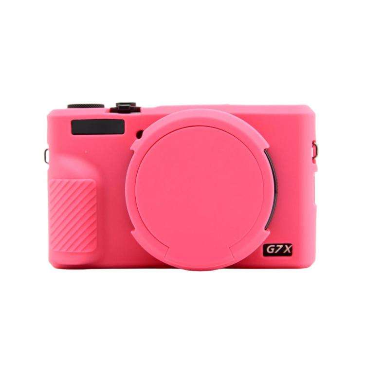 For Canon PowerShot G7 X Mark III Silicone Protective Case With Lens Cover(Rose Red)