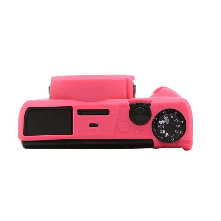 For Canon PowerShot G7 X Mark III Silicone Protective Case With Lens Cover(Rose Red)