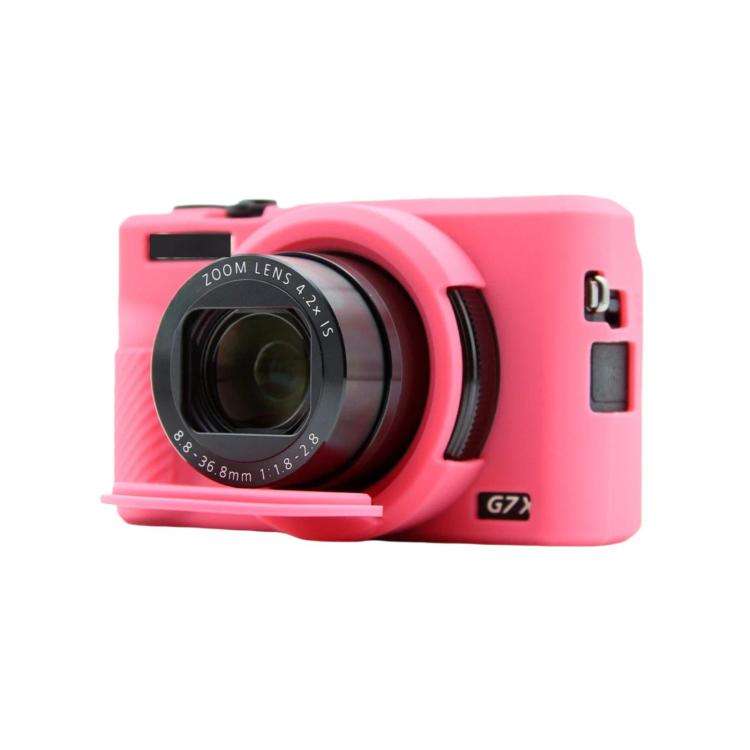 For Canon PowerShot G7 X Mark III Silicone Protective Case With Lens Cover(Rose Red)