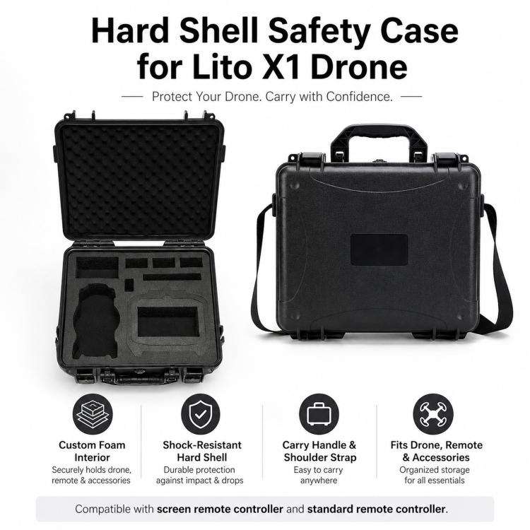 For DJI Lito 1 / X1 Drone Shockproof Safety Case Outdoor Portable Waterproof Storage B, Color: Bl...
