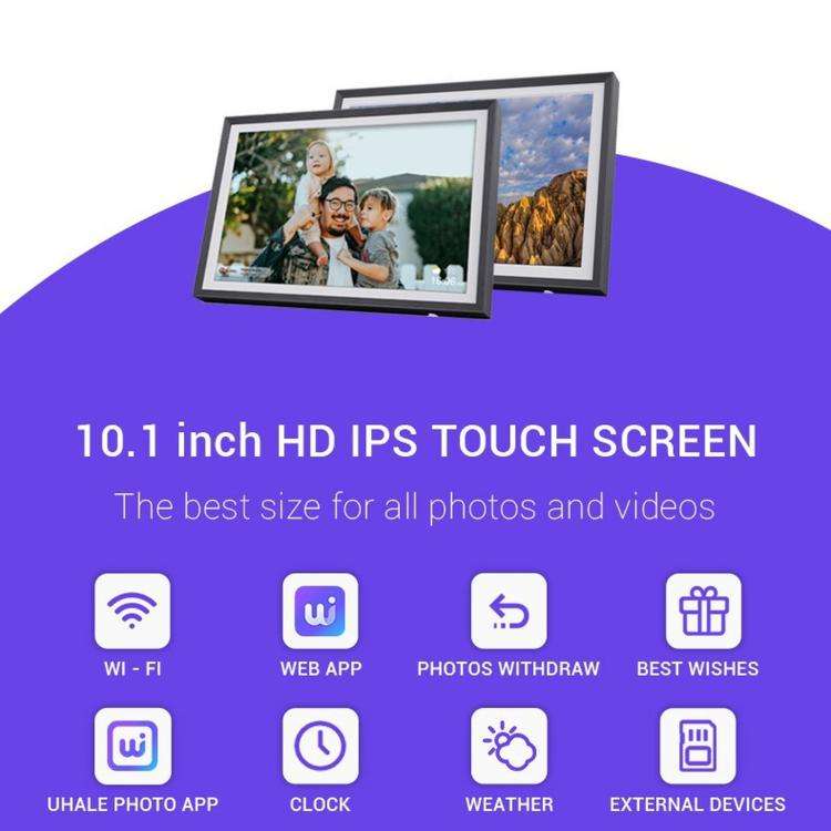 10.1 Inch Uhale Smart Cloud Photo Frame WiFi Mobile Photo Transfer Touchscreen Digital Signage UK...