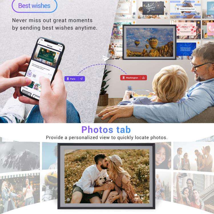10.1 Inch Uhale Smart Cloud Photo Frame WiFi Mobile Photo Transfer Touchscreen Digital Signage UK...