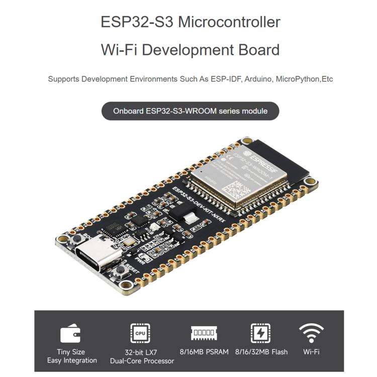 Waveshare ESP32-S3 1U-N16R8 Microcontroller 2.4GHz Wi-Fi Development Board 240MHz Dual Core Proce...