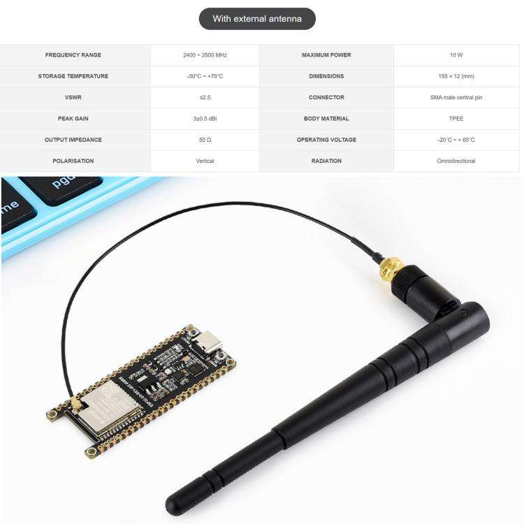 Waveshare ESP32-S3 1U-N16R8 Microcontroller 2.4GHz Wi-Fi Development Board 240MHz Dual Core Proce...