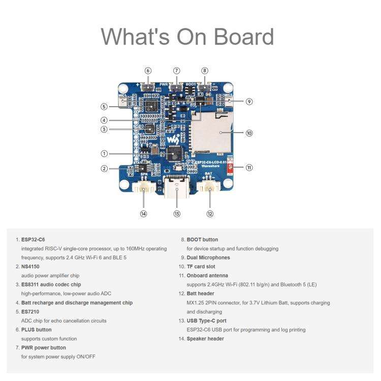 Waveshare ESP32-C6 0.85inch LCD Display Development Board, RISC-V Single-Core Processor, 128 × 1...