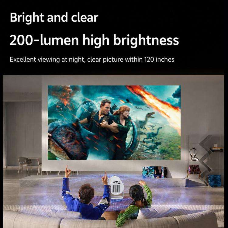 HY300Pro+ Mini Android 13 Short-Throw Projector HD Portable Home Projector UK Plug(White)