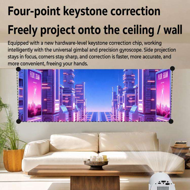 HY300Pro+ Mini Android 13 Short-Throw Projector HD Portable Home Projector UK Plug(White)
