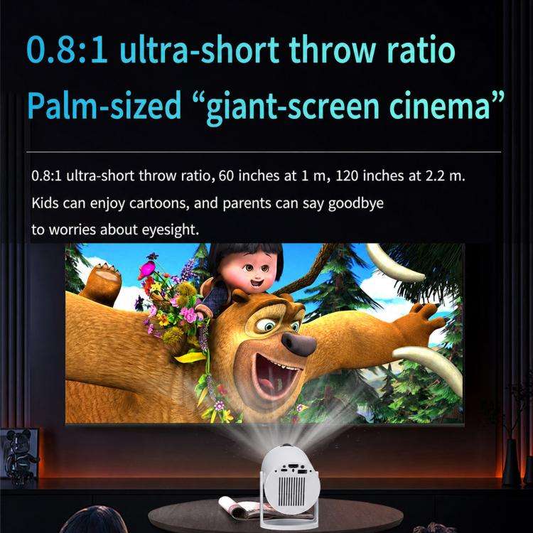 HY300Pro+ Mini Android 13 Short-Throw Projector HD Portable Home Projector UK Plug(White)
