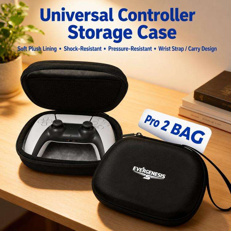 EVERGENESIS Pro 2 Universal Game Controller Storage Case Hard-Shell EVA Accessory Bag(Black)