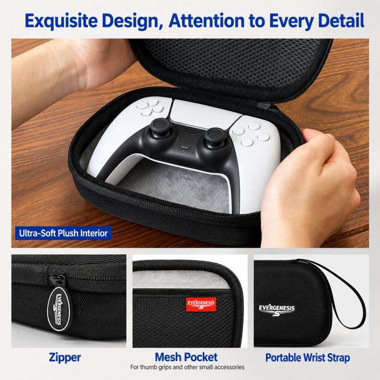 EVERGENESIS Pro 2 Universal Game Controller Storage Case Hard-Shell EVA Accessory Bag(Black)