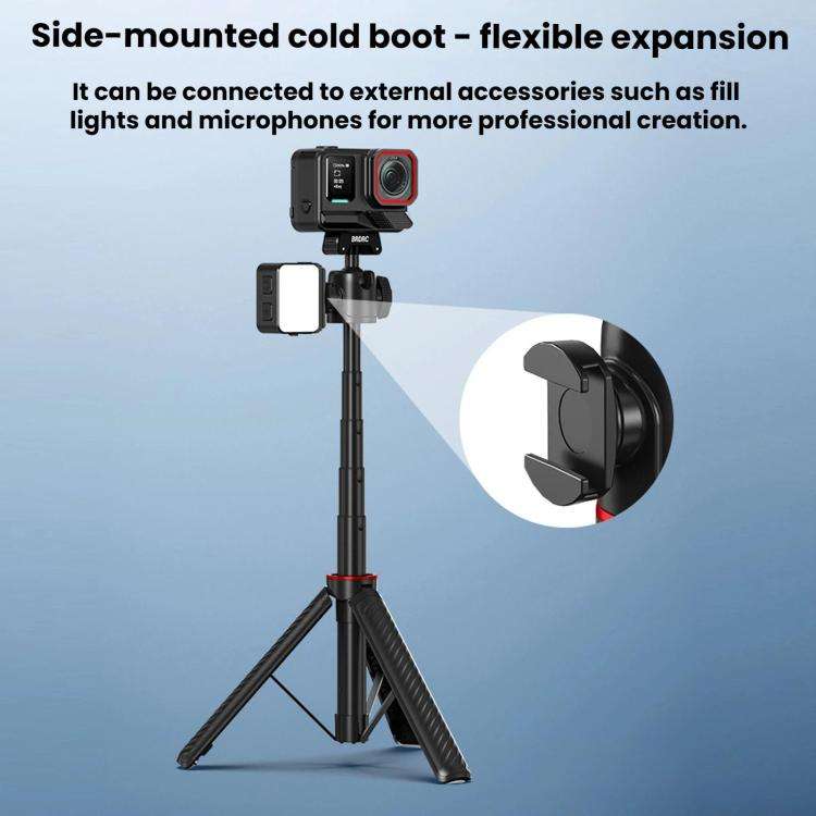 For Insta360 Ace Pro / 2 / X5 BRDRC Quick-Release Tripod Head Extension Selfie Stick(Black)