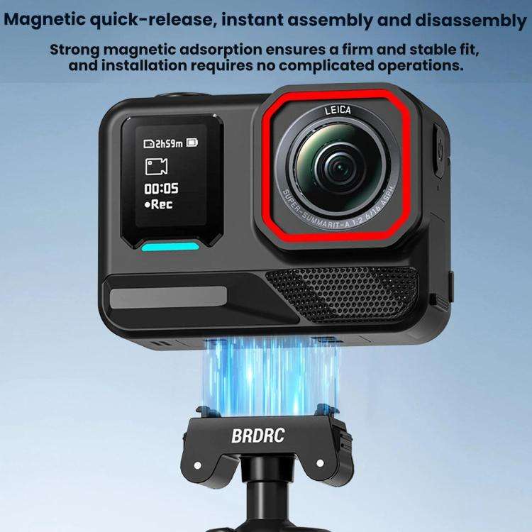 For Insta360 Ace Pro / 2 / X5 BRDRC Quick-Release Tripod Head Extension Selfie Stick(Black)