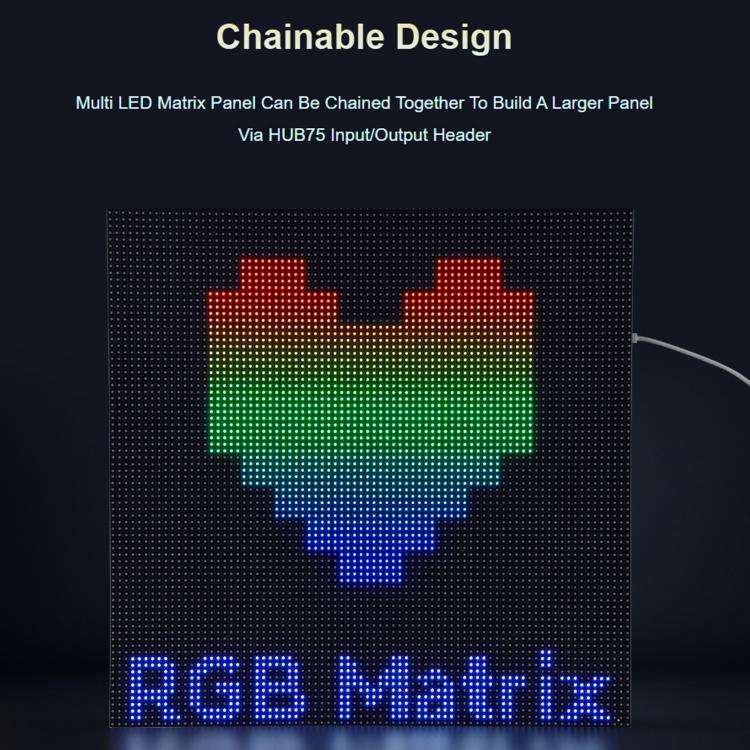 Waveshare 34431 RGB Full-color LED Matrix Panel, 4mm Pitch, 80×40 Pixels, Adjustable Brightness