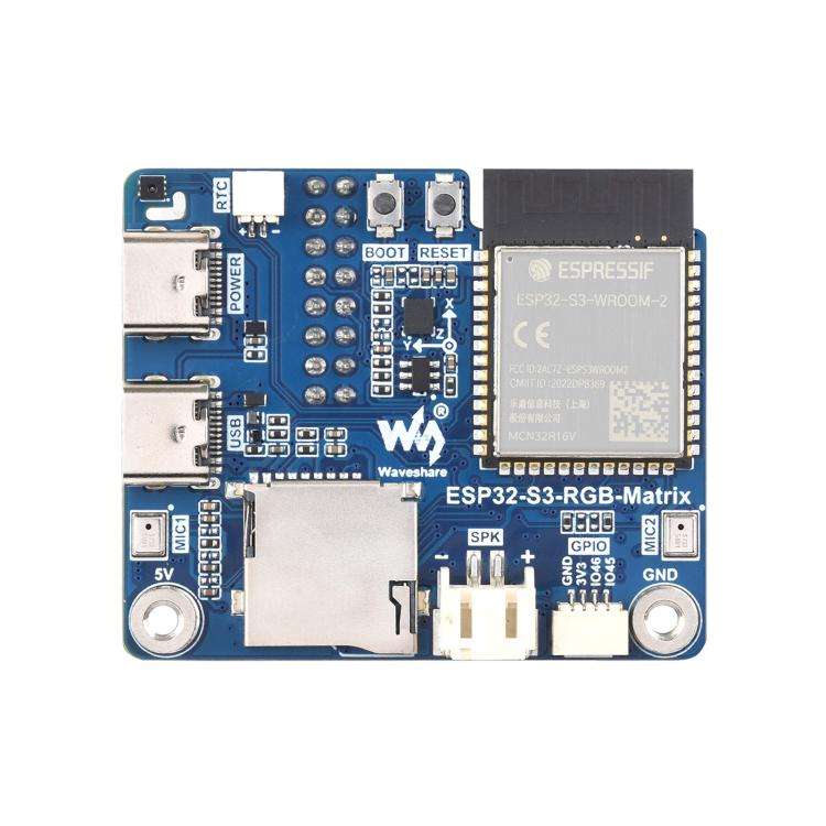 Waveshare ESP32-S3 RGB Matrix Driver Board Onboard Dual Microphones Array, Supports 2.4 GHz Wi-Fi...