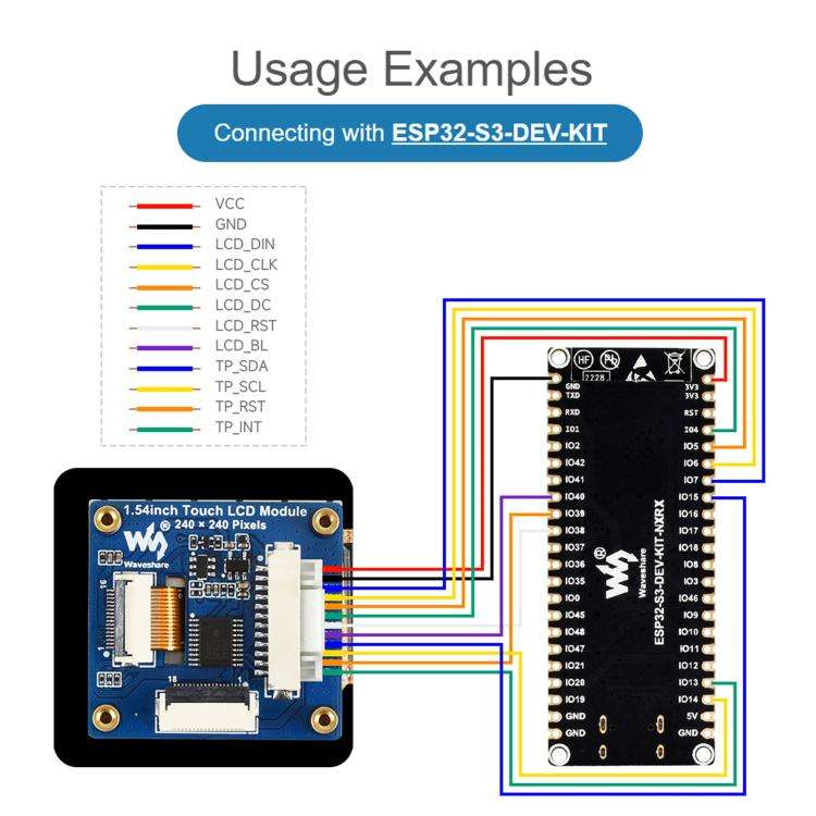 Waveshare 1.54inch Touch LCD Display Module 240×240 Resolution, IPS Panel, SPI And I2C Communica...