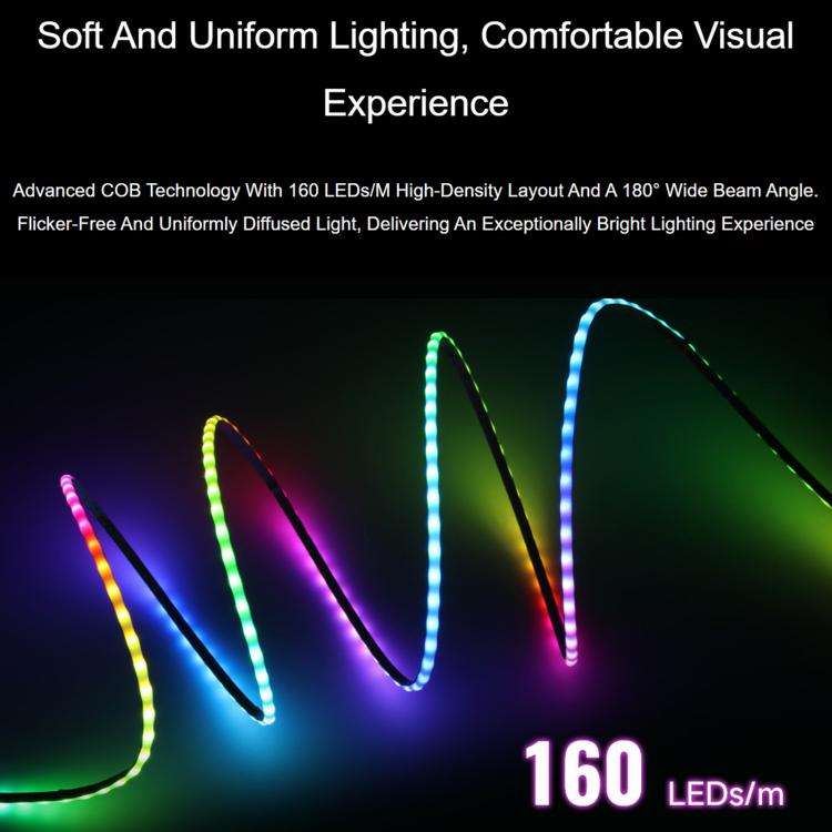 Waveshare 1m 160LEDs/M 5V RGB Colorful COB LED Strip WS2812B Control Chips Cuttable And Programmable