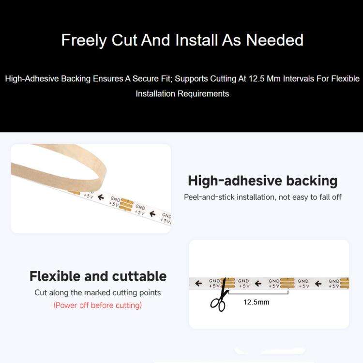 Waveshare 1m 160LEDs/M 5V RGB Colorful COB LED Strip WS2812B Control Chips Cuttable And Programmable