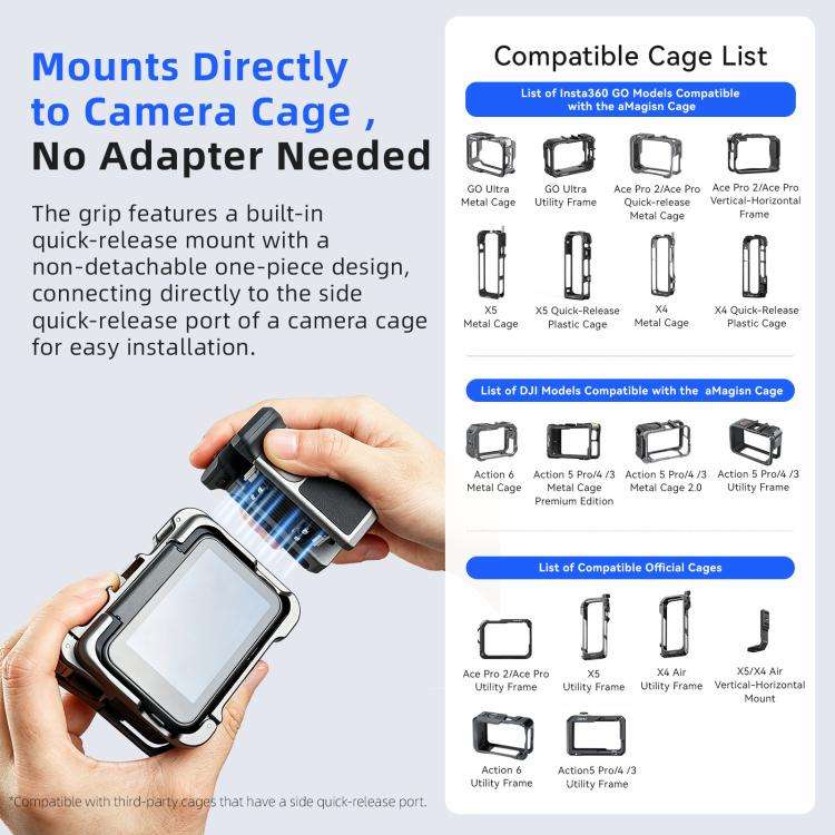 aMagisn Bluetooth Xplorer Grip Kit For Insta360 Ace Pro 2 / Ace Pro / X5 / X4 Air / X4 / X3
