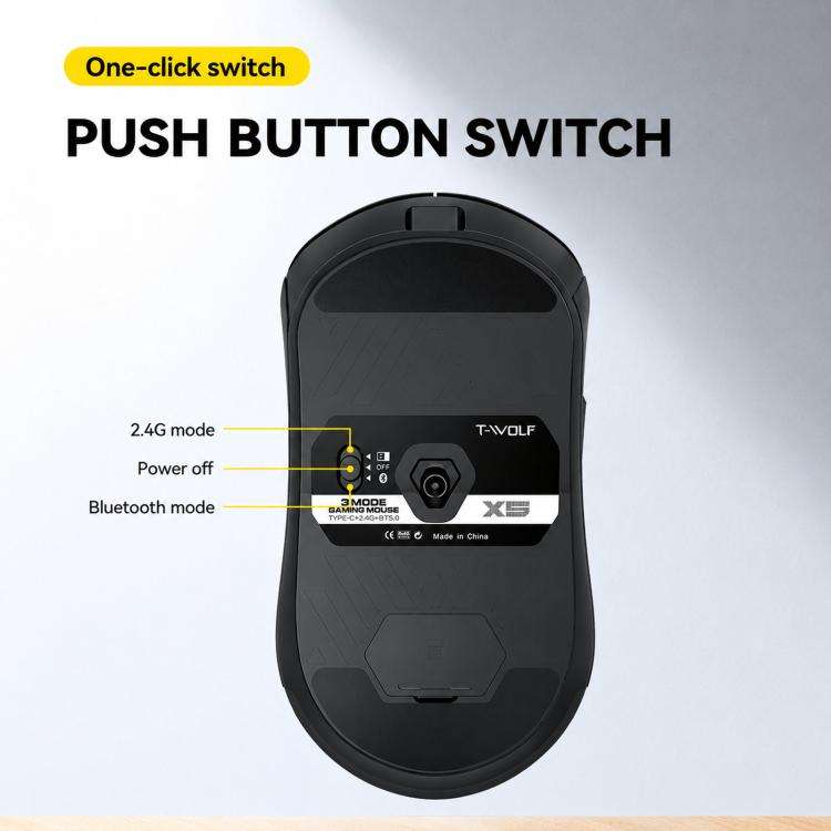 T-WOLF TF300 Rechargeable Wireless Keyboard and Mouse Combo 2.4G/Bluetooth Dual Mode 98-Key Compa...