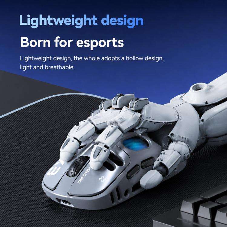 T-WOLF X3 Tri-Mode Wireless Gaming Mouse Ultra-Lightweight Hollow-Out Honeycomb Shell 8000 DPI(Grey)