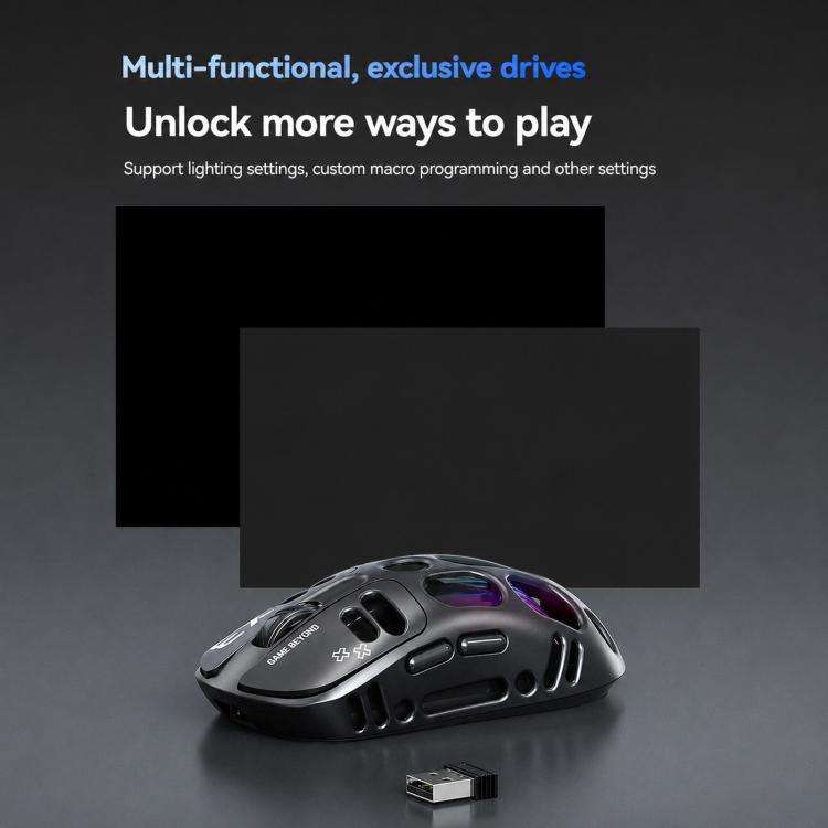 T-WOLF X3 Tri-Mode Wireless Gaming Mouse Ultra-Lightweight Hollow-Out Honeycomb Shell 8000 DPI(Bl...