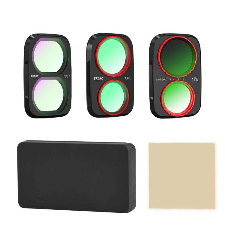 For DJI Osmo Pocket 4P BRDRC Filter Lens Protection Accessory, Specifications: CPL + Soft Black +...