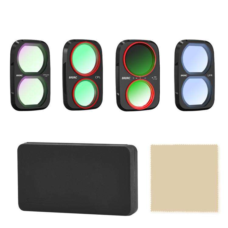 For DJI Osmo Pocket 4P BRDRC Filter Lens Protection Accessory, Specifications: CPL + Soft Black +...