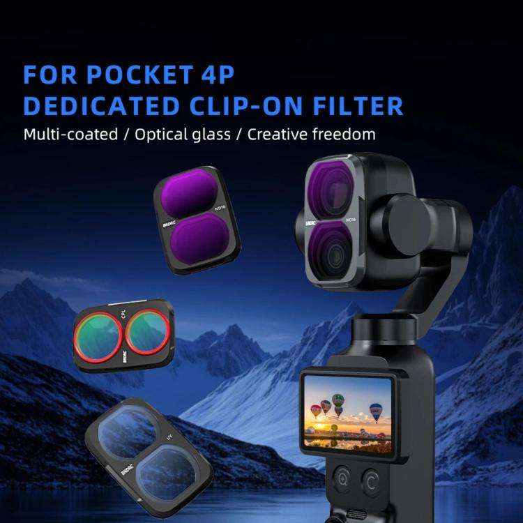 For DJI Osmo Pocket 4P BRDRC Filter Lens Protection Accessory, Specifications: CPL + Soft Black +...