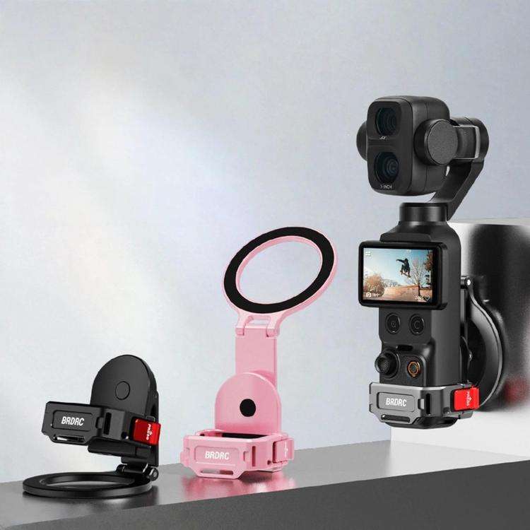 For DJI Osmo Pocket 4 / 4P / 3 BRDRC Teleprompter Magnetic Holder Cold Shoe Extender Phone Clip(B...