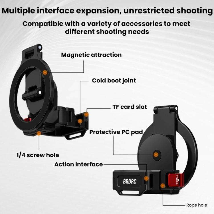 For DJI Osmo Pocket 4 / 4P / 3 BRDRC Teleprompter Magnetic Holder Cold Shoe Extender Phone Clip(B...
