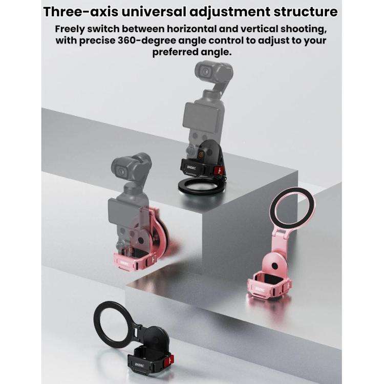 For DJI Osmo Pocket 4 / 4P / 3 BRDRC Teleprompter Magnetic Holder Cold Shoe Extender Phone Clip(B...