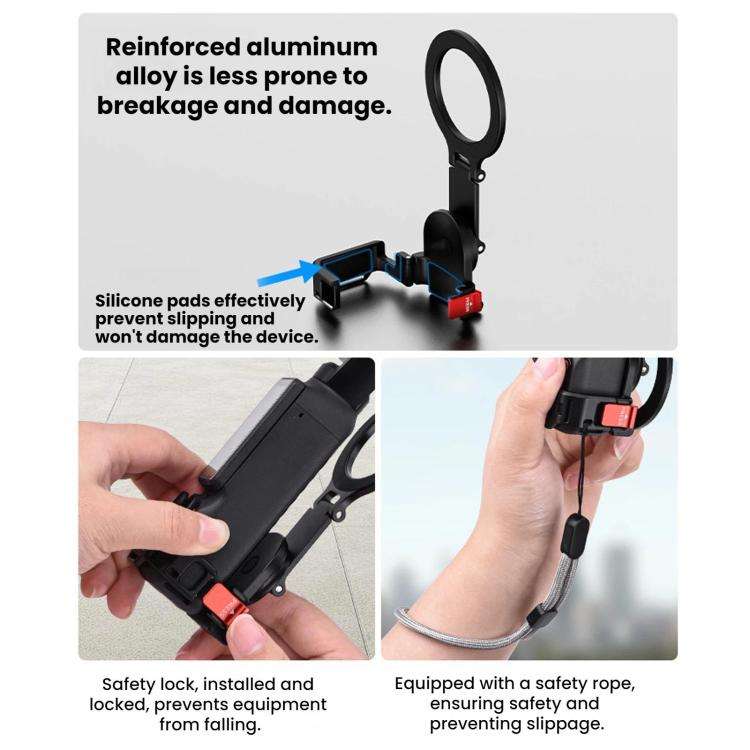 For DJI Osmo Pocket 4 / 4P / 3 BRDRC Teleprompter Magnetic Holder Cold Shoe Extender Phone Clip(B...