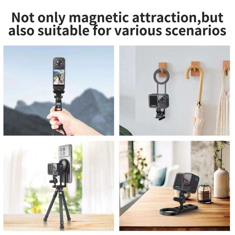 Magnetic Action Camera Mount Base Universal 2-Prong Ball Joint