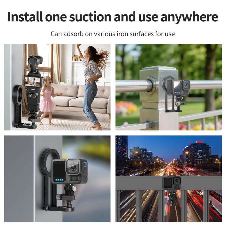 Magnetic Action Camera Mount Base For DJI Action 5 Pro/4/3/2 Quick Release